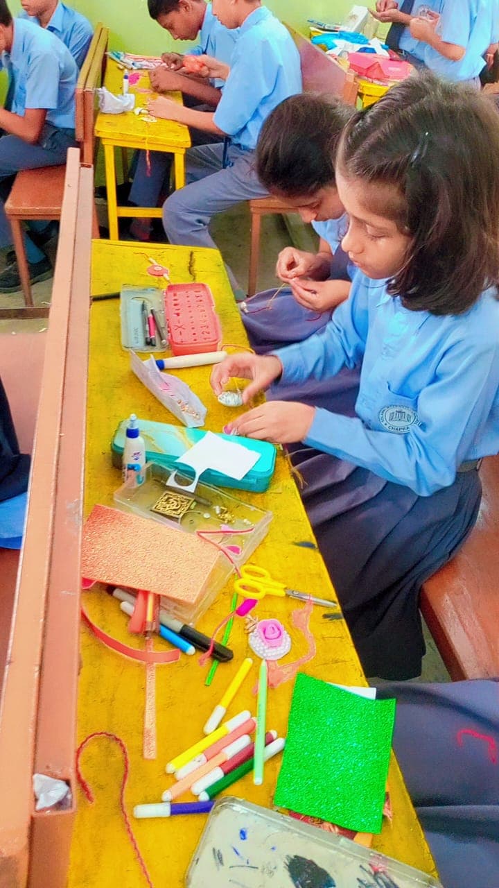 Students engaged in craft activities