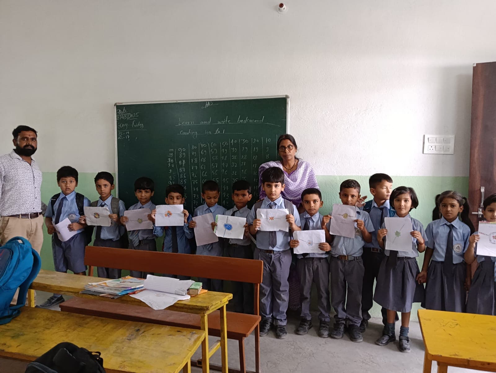 Primary school students in classroom